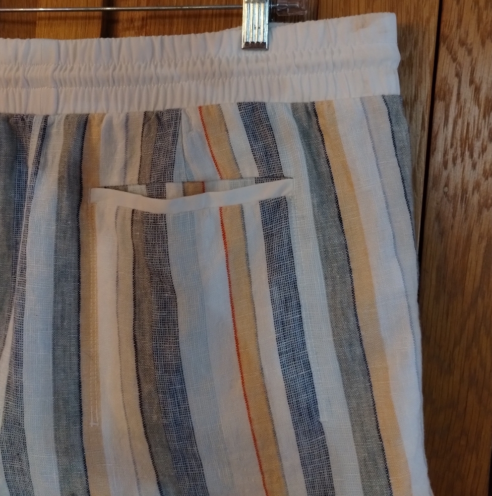 Athleta Linen Striped Pull-On Drawstring Shorts - Picture 8 of 13